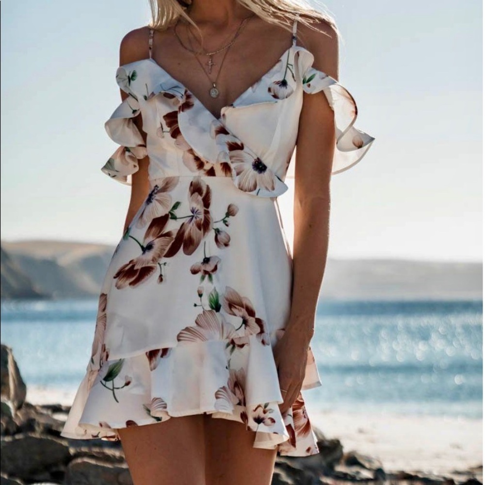 Cold shoulder floral summer sundress